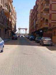 صوره الشارع الرئيسي في جمعيه امنحتب + البوابه الموجوده علي طريق مصر الاسماعيليه + انترلوك 